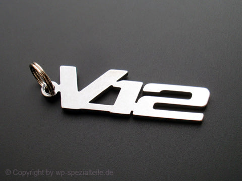V12 Schlüsselanhänger Emblem aus Edelstahl