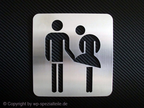 Toilettenschild aus Edelstahl mit ausgeschnittenem WC Damen Herren Piktogramm
