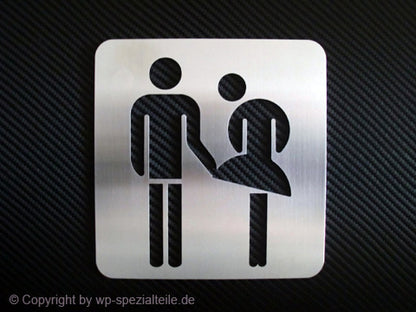 Toilettenschild aus Edelstahl mit ausgeschnittenem WC Damen Herren Piktogramm