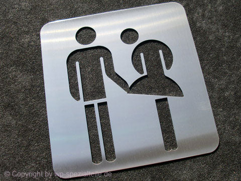 WC Piktogramm aus gebürstetem Edelstahl – Toilettenschild für Damen und Herren