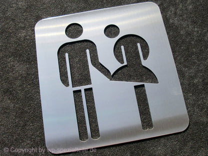 WC Piktogramm aus gebürstetem Edelstahl – Toilettenschild für Damen und Herren