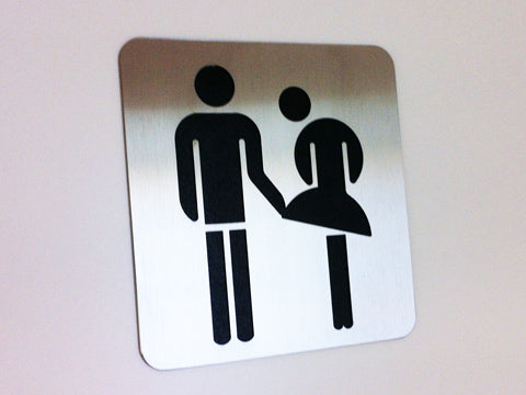 Edelstahl Toilettenschild mit Damen- und Herren-Piktogramm – WC Kloschild