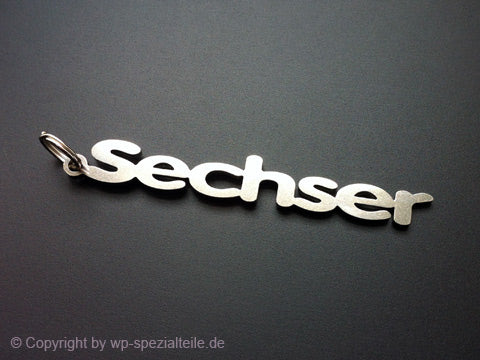 Sechser Schlüsselanhänger 6er Emblem aus Edelstahl