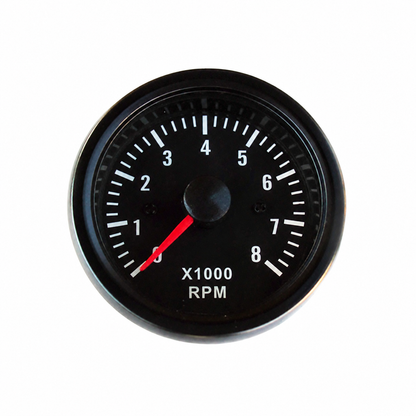 Drehzahlmesser 52 mm Retro Style mit schwarzem Ziffernblatt und roter Nadel